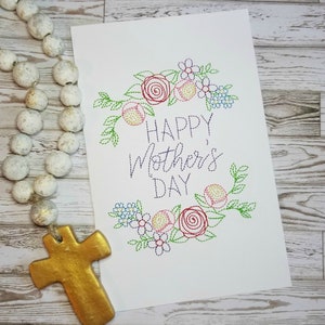 Disegno per ricamo per biglietto di auguri per la festa della mamma ITH, biglietto da ricamo nel telaio da utilizzare sulla macchina da ricamo