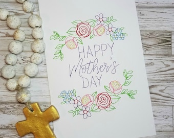 ITH Mothers Day Card Embroidery Design, In the Hoop Embroidery Card to be used on Embroidery Machine