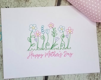 In the hoop Embroidery Mothers Day Card for Machine Embroidery with Wildflowers