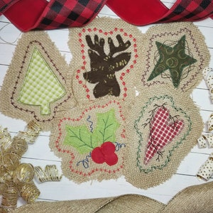 In the Hoop Christmas Machine Applique Design Set of 5 Ornaments, ITH Christmas Ornaments