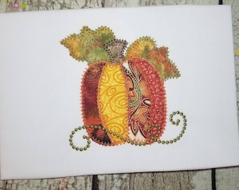 Pumpkin Machine Applique Design, Fall and Thanksgiving Embroidery Design