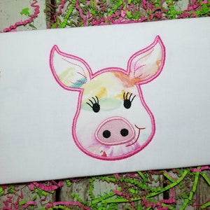 Pig Machine Applique Design, Farm Animal Applique Design Satin Stitch, Digital Download