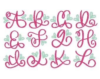 Monogram Machine Embroidery Font Set, Monogram Font Set A-Z in 2 inch, 2.5 inch and 3 inch