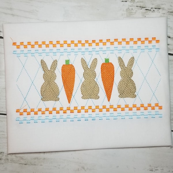 Faux Smocking Easter Machine Embroidery Design, Easter Bunny Embroidery Design