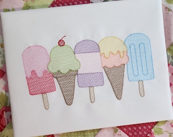 Popsicle, Ice Cream Embroidery Design, Summer Sketch Stitch