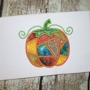 Patchwork Pumpkin Applique Design, Thanksgiving Machine Applique Design