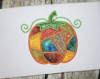 Patchwork Pumpkin Applique Design, Thanksgiving Machine Applique Design
