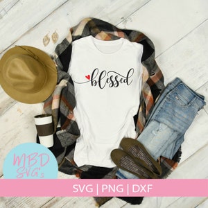Blessed SVG, Fall Words SVG, Cut File for Silhouette and Cricut, Heart SVG File