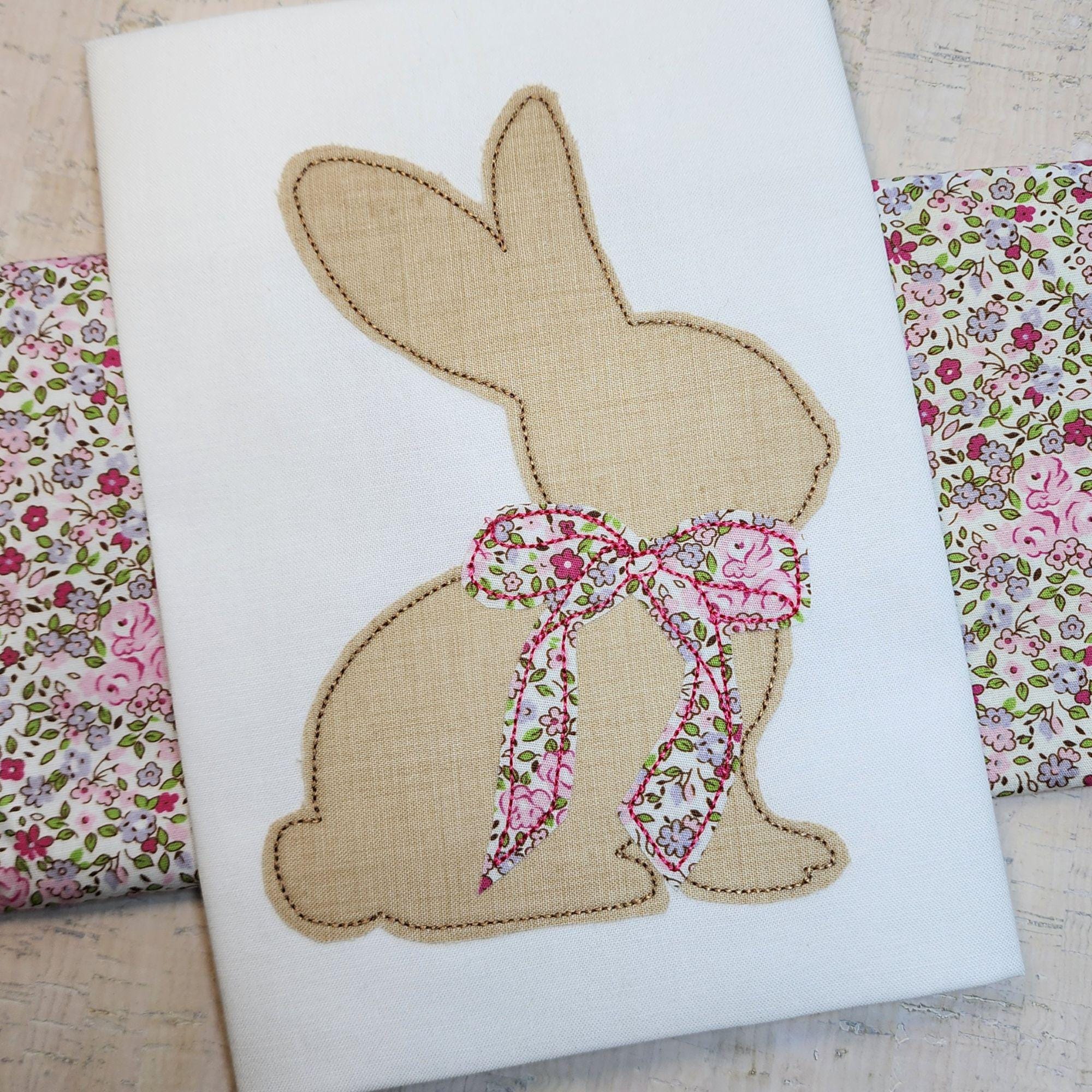Easter Bunny With Ribbon Machine Applique Design - Etsy