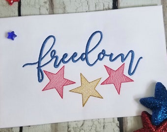 Freedom 4th of July Machine Embroidery Design, Independence Day Embrodiery Design