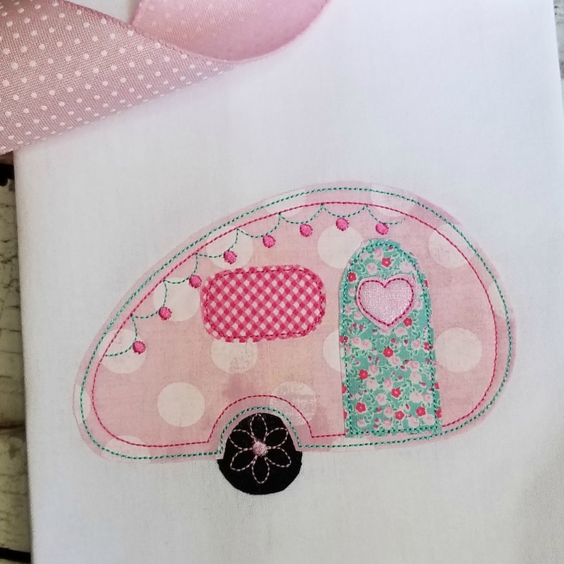 vintage camper machine applique design