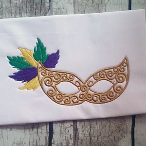 Swirly Mardi Gras Mask Machine Embroidery Design, Carnival Embroidery Design