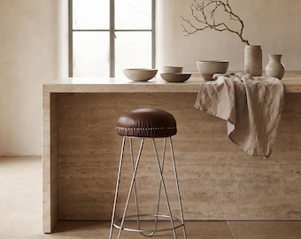 Vintage Barhocker | Stil von Émile Guillot für Thonet | Chrom Hairpin Legs | Mid-Century Modern | 1970er Jahre | Design Barstuhl