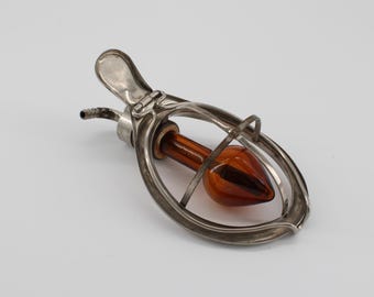 Antiker Anästhesie-Inhalator mit Bernsteinflasche – Medizinisches Instrument 19./20. Jh. – Historische Apotheker-Sammlung