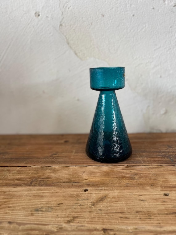 Wmf Blau Kristal Vase Vintage 60er Kerzenständer Teelicht