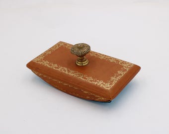 Vintage Leder Rocker-Tintenlöscher • Antikes Schreib-Accessoire • Schreibtisch Deko