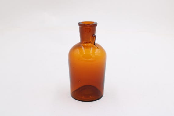 Antike Apotheker-Flasche aus Braunglas · Vintage Medikamenten-Behälter H ≈ 11 cm · B ≈ 5 cm · leer S9