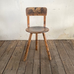 Rustikaler Werkstattstuhl Industrial Stil Holzstuhl Vintage Hocker
