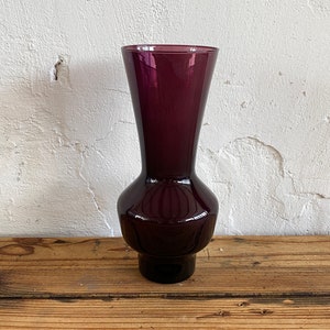 Vintage Rauchglas Vase Lila | 70er Jahre Mid Century | Retro Glas Deko