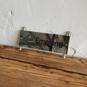 Wandschild Empfang Edelstahl Deko Schild