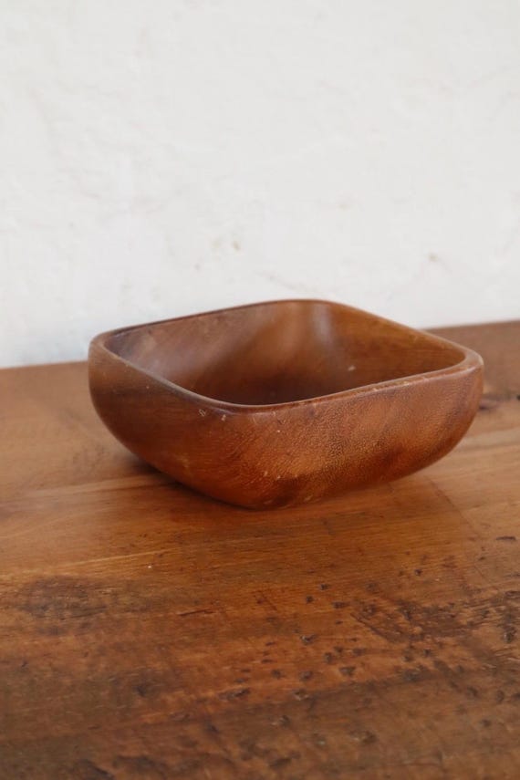 Teak Deko Schale Holz Vintage Handcraftet