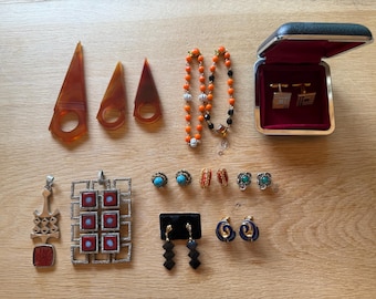 Vintage Schmuckset – Antiker Schmuck Damen / Ohrringe & Kette Set / Retro Modeschmuck Geschenk / 20er bis 70er Jahre Stil