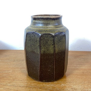 Mid Century Keramik Vase • Braun-Grün • 60er Jahre Retro • Höhe 16,5 cm