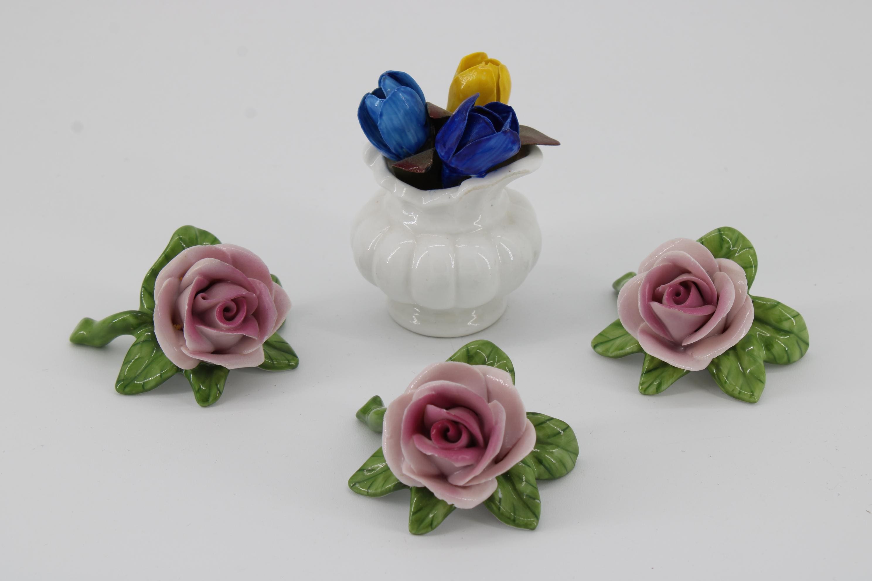 Vintage Porzellan Rosen Set – AK Kaiser & Stratford Bone China – Handgefertigte Tischdekoration