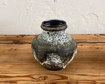 ヴィンテージ Glasierte 花瓶 Westdeutschland、Schwarz-Grau、DDR 851