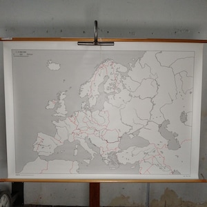 Antike Europakarte (68 × 105 cm) – Vintage Schwarz-Weiß Europakarte, dekorativ & historisch