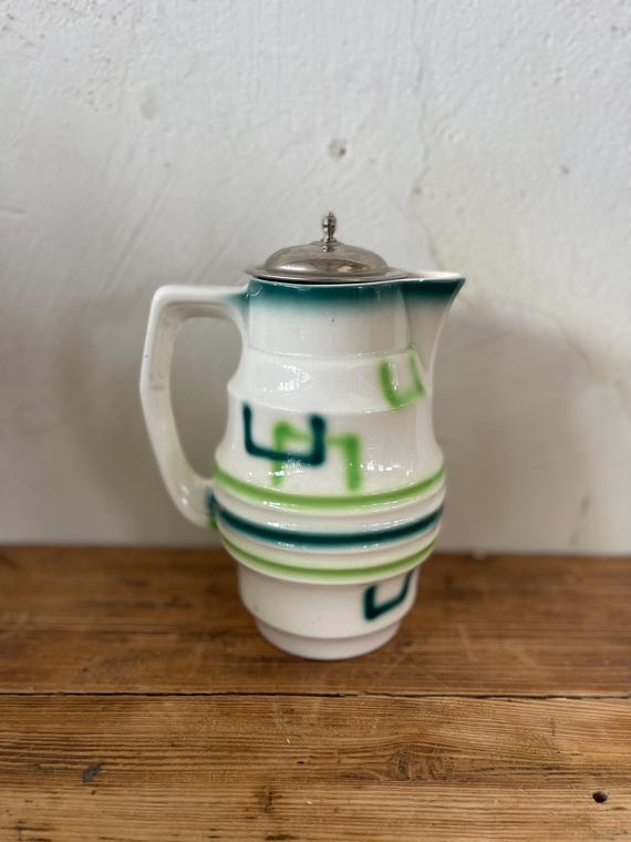 Vintage Keramik-Kakaokanne – Weimarer Republik / Colditz – Deutsche Moderne im Bauhaus-Stil