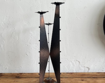 Brutalistischer midcentury Kerzenhalter Groß Vintage Metall Kerzenstander