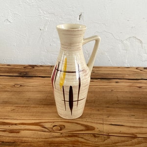 50er Jahre Henkelvase vintage Retro bemalt