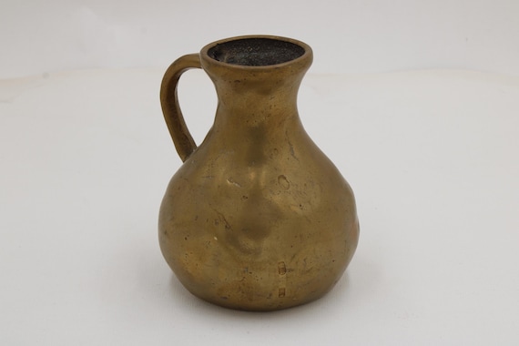 Antiker Messingkrug Mit Patina – Handgefertigtes Vintage Gefäß – Dekorativer Krug