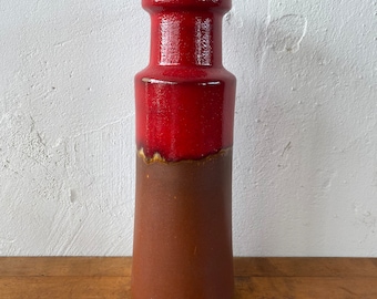 Vintage Bay Keramik Vase 205-32 – Midcentury Westdeutschland Lava Keramik – 30 cm Höhe, 10 cm Breite – DDR Designklassiker