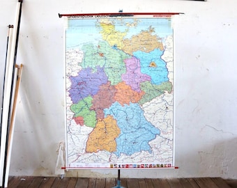 Landkarte Wandkarte Groß Leinwand Vintage