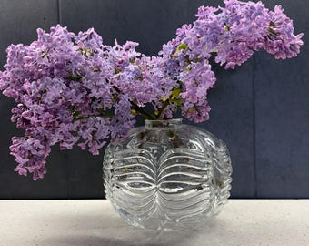 Runde Glas Vase 70er 80er vintage Hochzeit Deko Kristal Lampenschirm Limburg new old stock