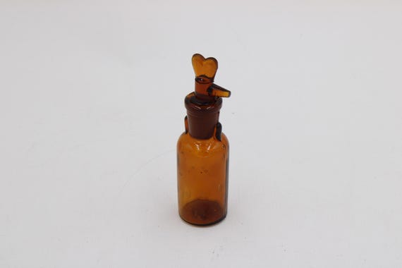 Antike Apotheker-Flasche aus Braunglas · Vintage Medikamenten-Behälter H ≈ 10.5 cm · B ≈ 3 cm · leer S9