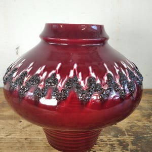 Vase Keramik Rot Vintage 60er 70er Jahre fat lava