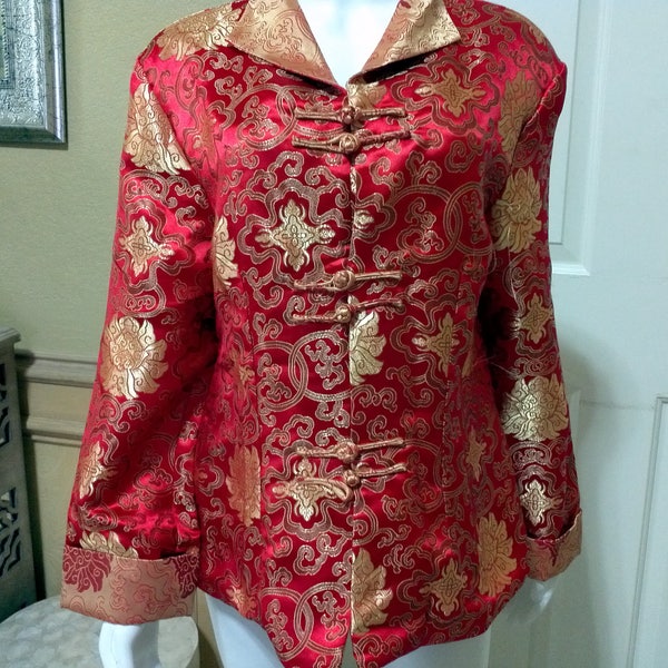 Gorgeous 50s Asian Kimono Silk Jacket/ Wearable Textile Art/Asian Cocktail Jacket/Asian Wedding Jacket/KIMONO Jacket/Ethnic Layering Piece M