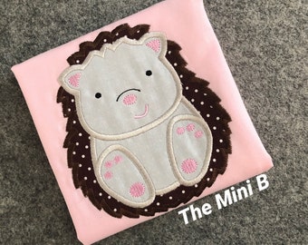Cute hedgehog appliquéd security blanket - lovey - personalizable - girl blanket - doll blanket