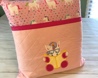 Unicorn Reading pillow - ready to ship