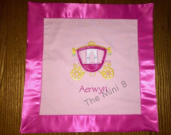 Going to the Ball - princess carriage appliquéd Mini B, lovey security blanket