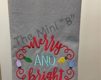 Embroidered kitchen towel Merry and Bright