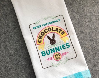 Embroidered kitchen towel - Easter/Spring - Ready to ship
