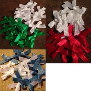 50 mix Red and White Satin Bow Pack , pre-tied bows, tiny bows, Hair Bows,