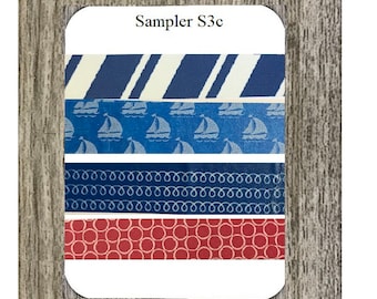 4 Feet Blue, Boats,Stripes Sampler ,Washi Tape, Crafts, Cards, Scrapbook, Embellishment, Masking Tape, Tags