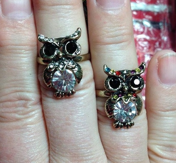 Owl Ring Rhinestone , Adjustable, Clear Rhinestones, Gift, Women, Teen, Birthday, Gift Box, Red Rhin