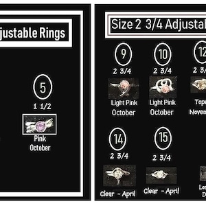 16 Childrens, Girls Birthstone Rings,  Rings, Children's Rings, Teen Rings, Gift, Birthday, Easter, Valentine's, Jewelry