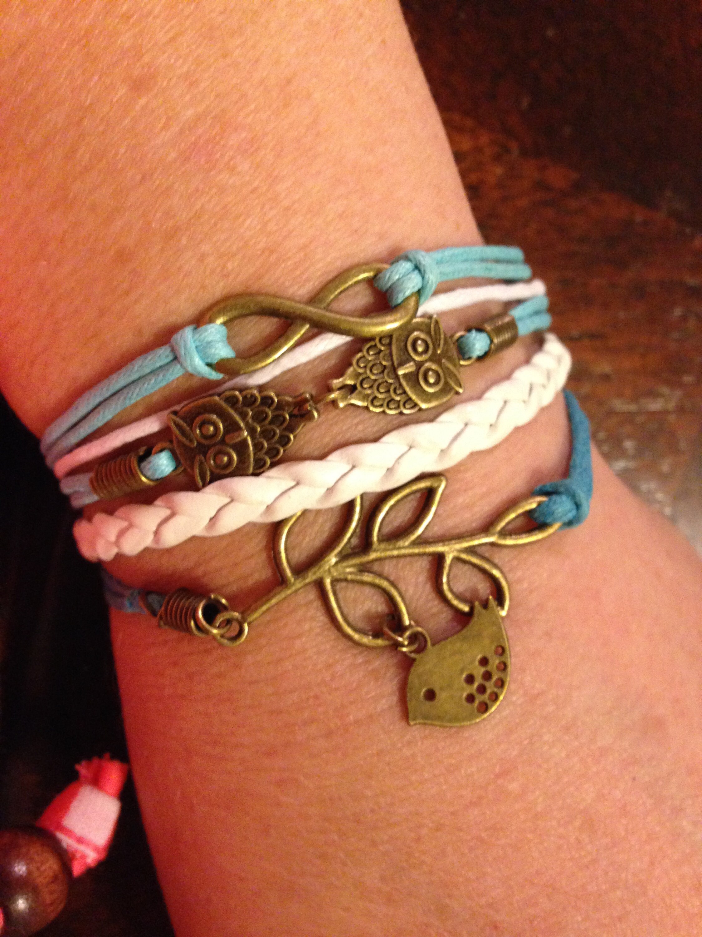 Owls Leather Charm Bracelet,Jewelry, Girl, Birthday, Gift. Charm, Braided,cross,infinity,Love Anchor